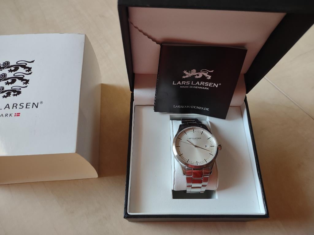 Lars Larsen stainless steel herenhorloge zilver metaal 316, Sieraden, Tassen en Uiterlijk, Horloges | Heren, Overige merken, Staal