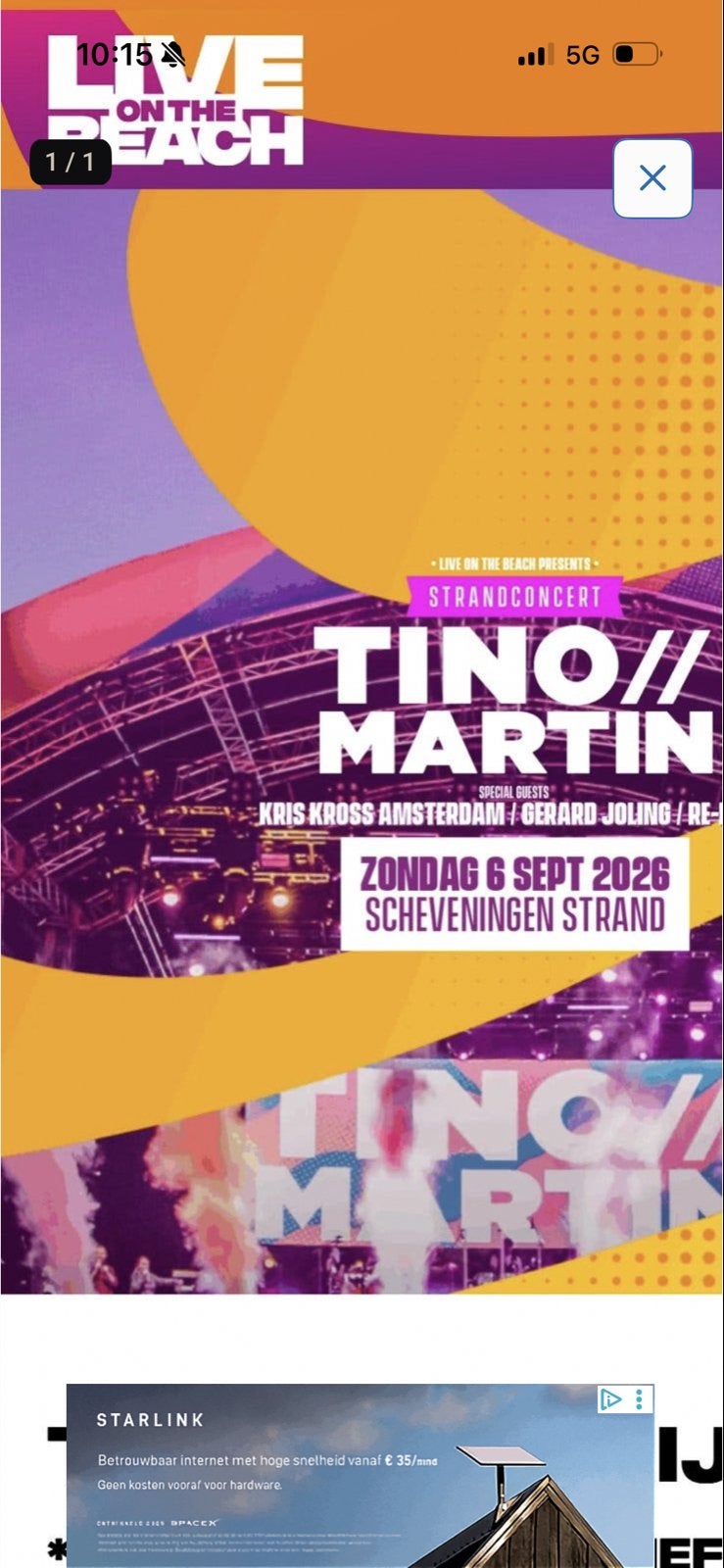 Tino martin tickets, Twee personen, September