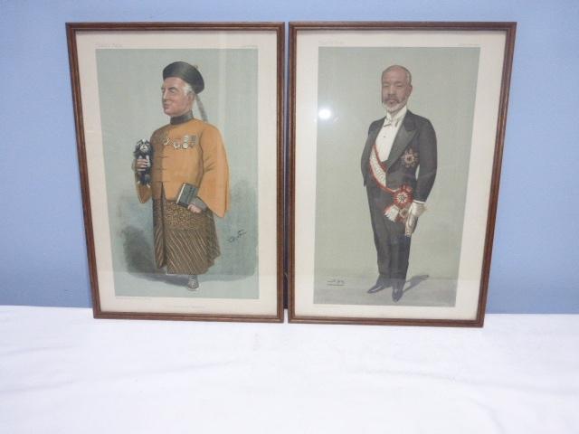 Twee vanity fair spy prenten 19e eeuw in houten lijst., Ophalen of Verzenden