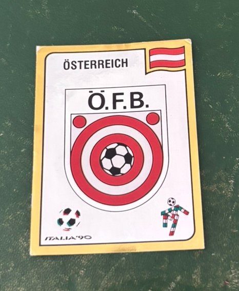 Panini plaatje embleem Oostenrijk WK 90, Ophalen of Verzenden