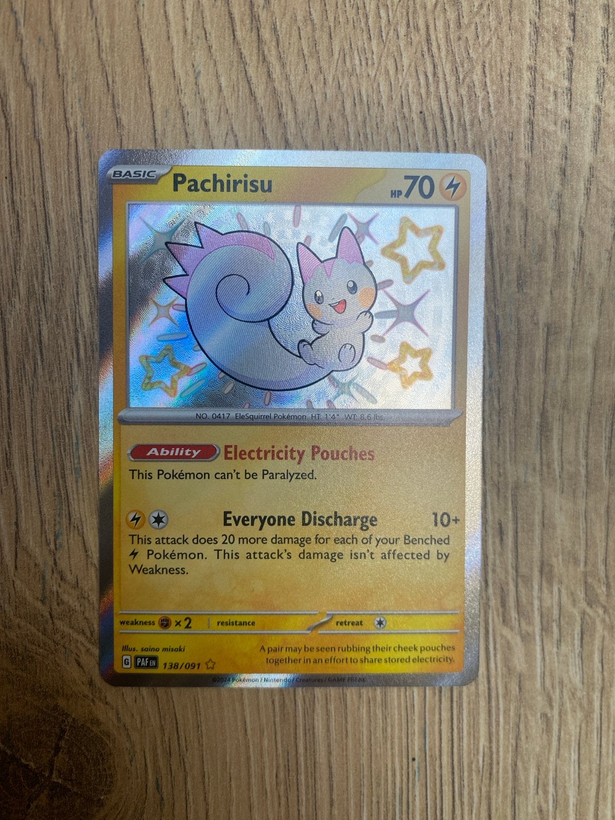 Pachirisu Pokémon Kaart - Foil 138/091, Ophalen, Nieuw, Losse kaart, Foil
