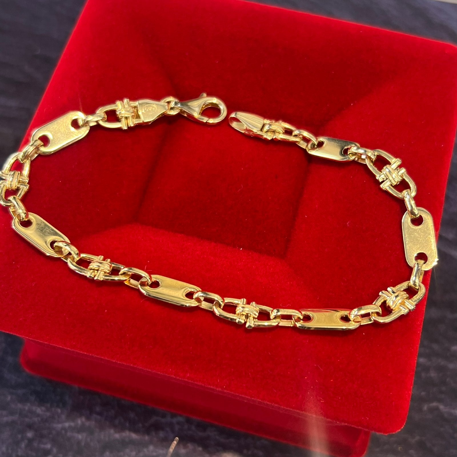 14k gouden armband massief flat magnum schakel, Ophalen of Verzenden, Zo goed als nieuw, Goud