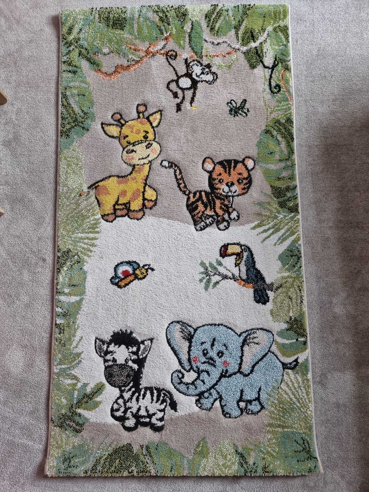 Vrolijk Kindertapijt met Jungle Dieren - 80x151 cm, Ophalen, Gebruikt, 100 tot 150 cm, 50 tot 100 cm