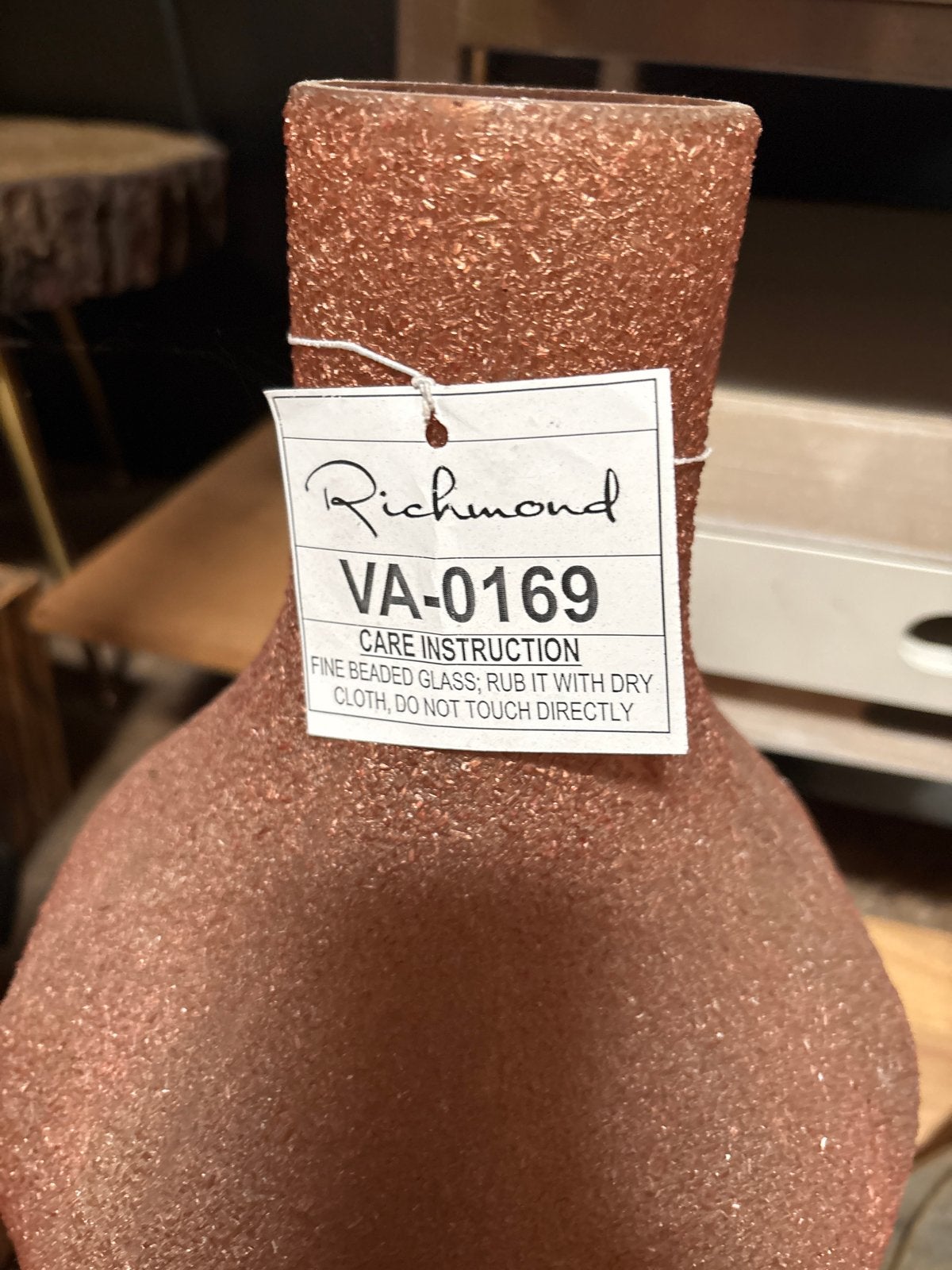 Richmond VA-0169 Fijn Kralen Glas Vaas - Koperkleurig, Ophalen, Overige kleuren, Met patroon/structuur, Nieuw
