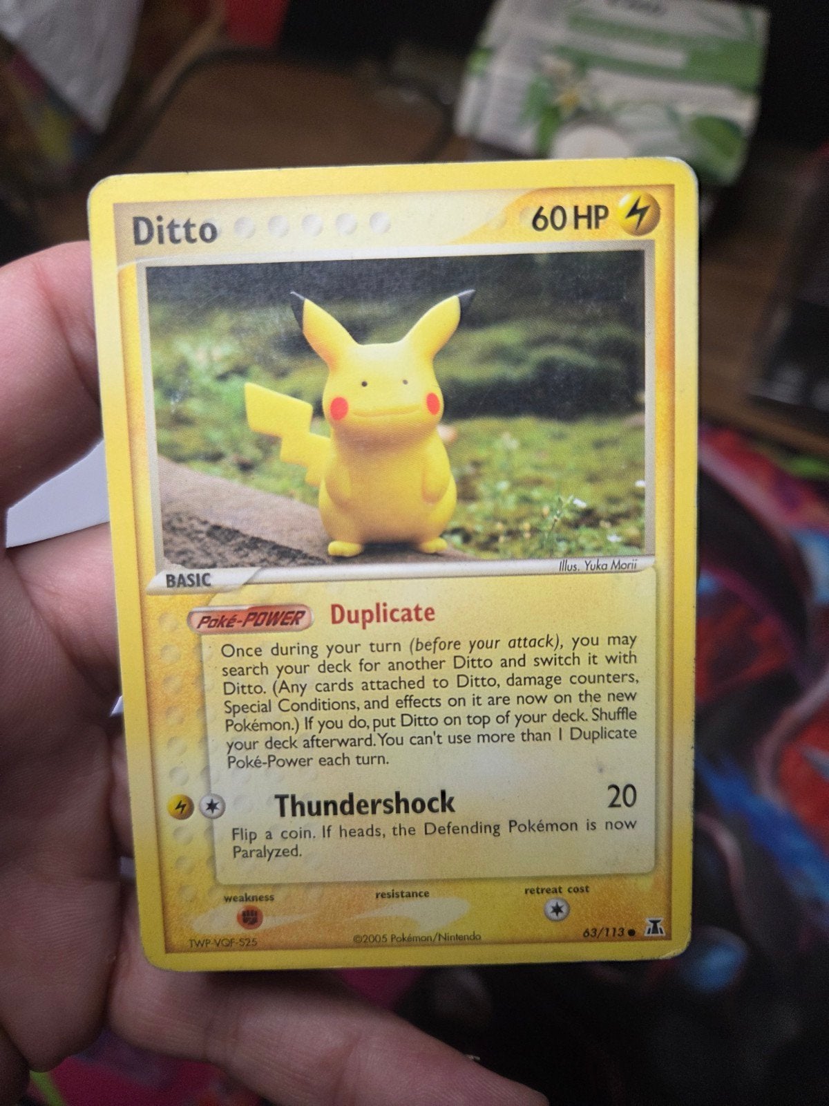 Ditto Pikachu 63/113  EX Delta Species 2005 Gold Star Era, Ophalen of Verzenden, Zo goed als nieuw, Losse kaart
