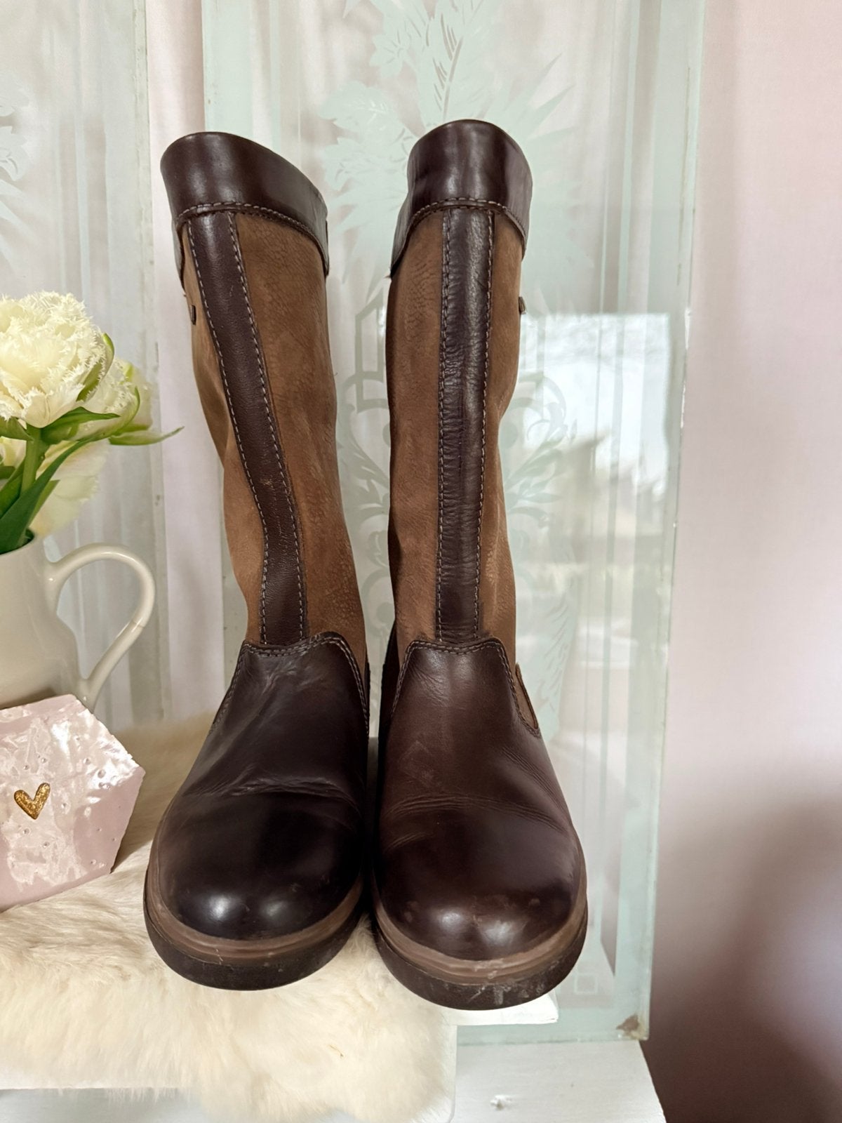 Humsn nature outdoor laarzen leder mt 37 izgst, Ophalen, Hoge laarzen, Bruin, Zo goed als nieuw