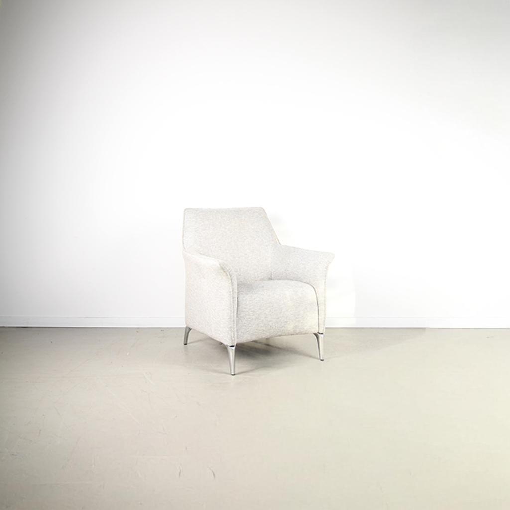1x Leolux Mayuro Fauteuil Grijs Stof Gemêleerd – Chroom