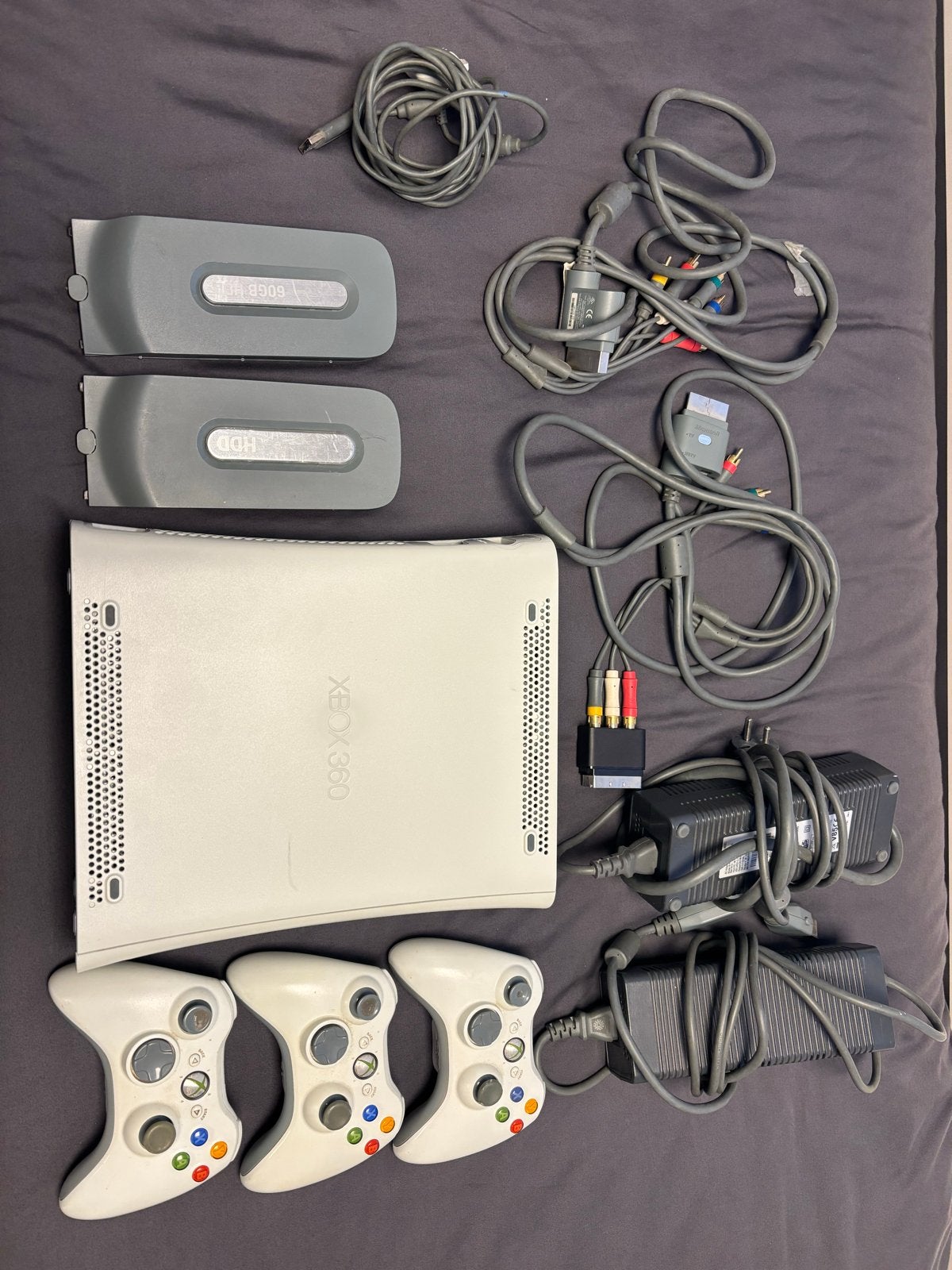 Xbox 360 console met 3 controllers en accessoires, Gebruikt, 360 Pro of Premium, Ophalen of Verzenden, 60 GB