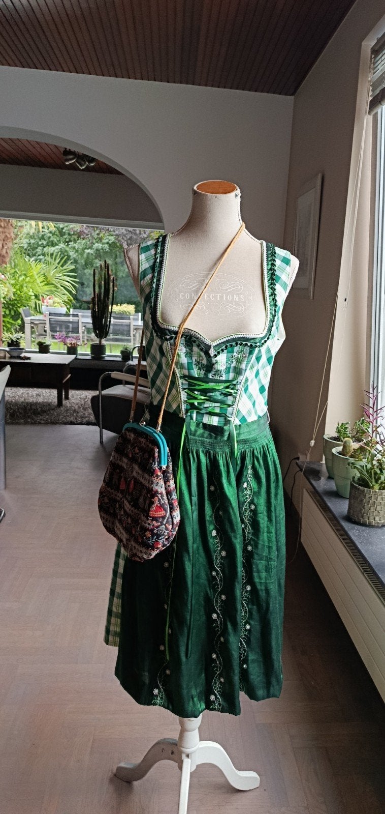 Spieth & Wensky Dirndl - Groen geruit maat 42, Maat 42/44 (L), Ophalen of Verzenden, Zo goed als nieuw, Spieth & Wensky