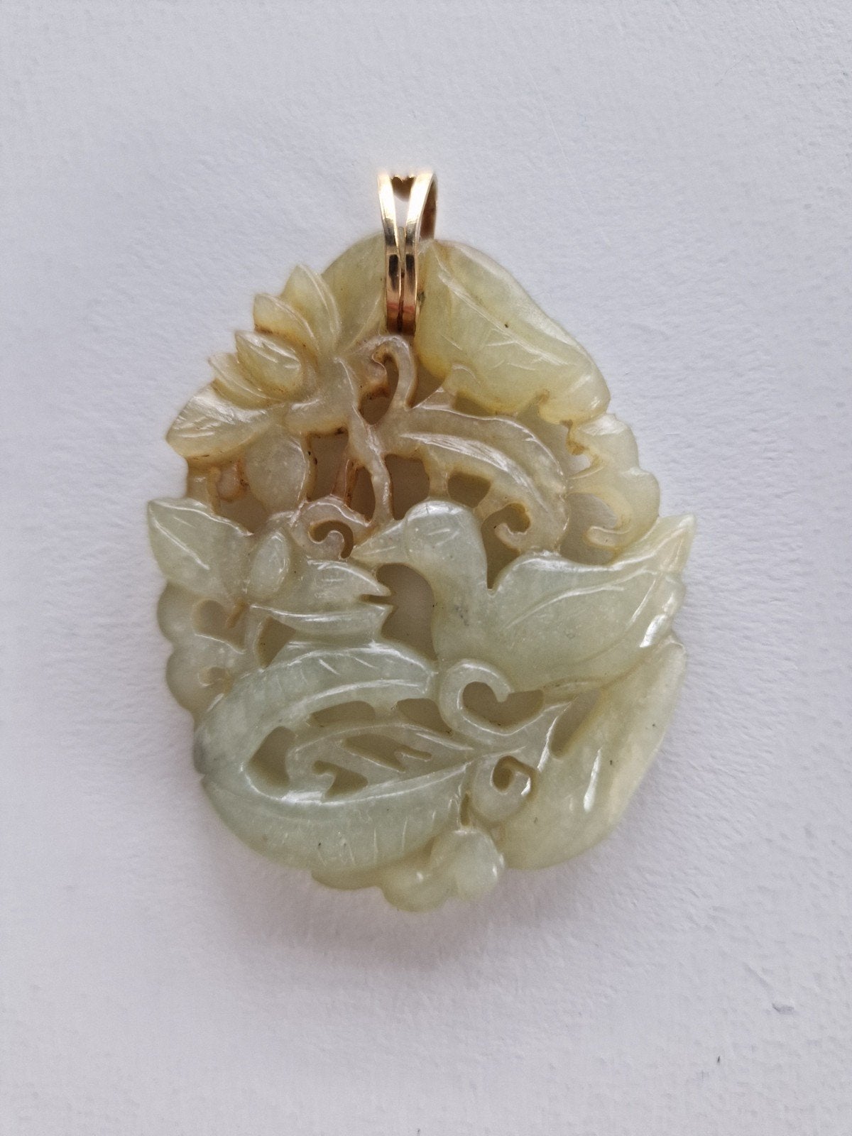 Chinese hanger van Jade met goud., Ophalen of Verzenden, Gebruikt, Groen, Steen of Mineraal