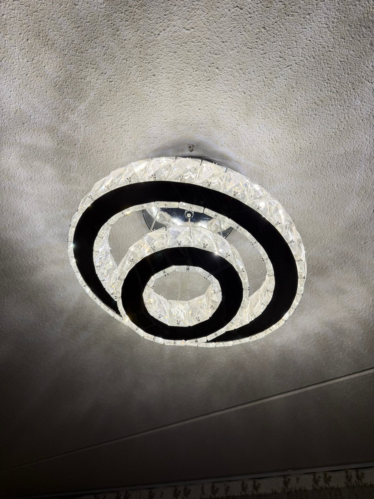 2x Luxe LED Kristallen Plafondlampen-3 Lichtkl (3000K-6500K), Ophalen of Verzenden, Zo goed als nieuw, Glas, Plafondspot of Wandspot