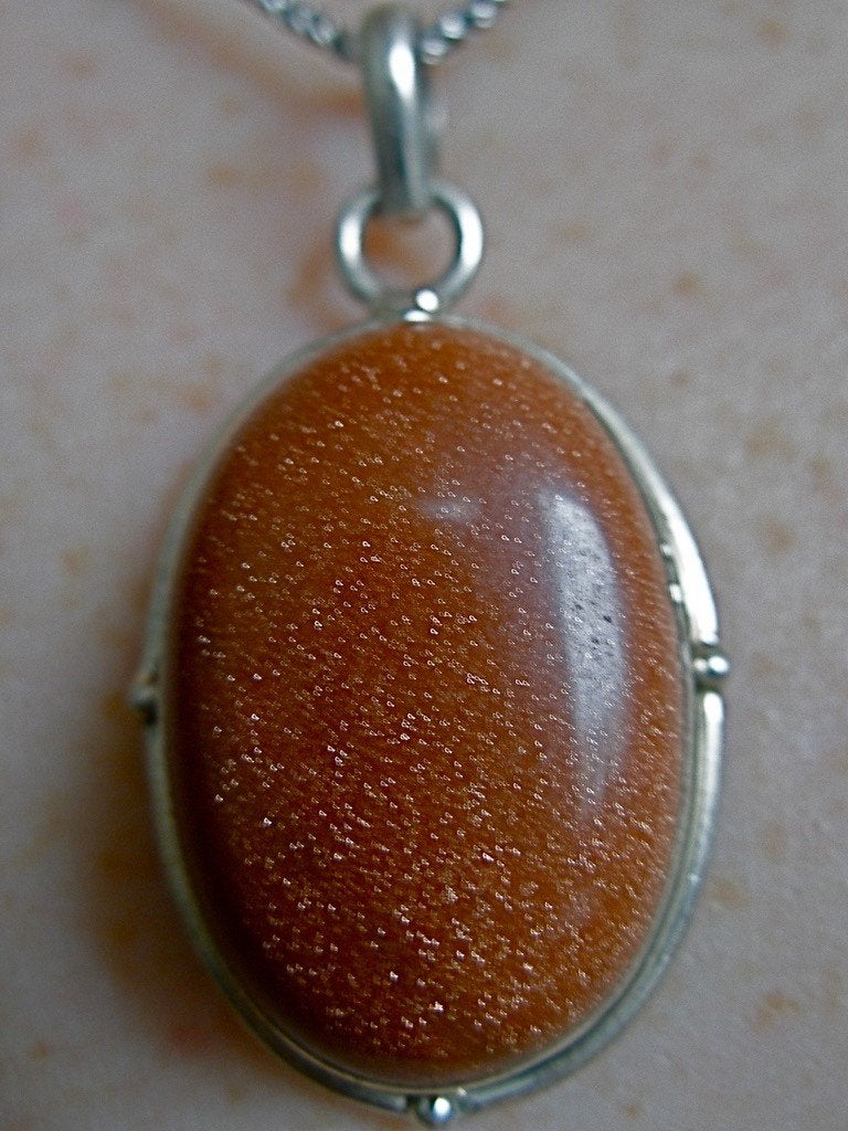 Zilveren 925 zilver kettinghanger met goudsteen / zandsteen, Verzenden, Nieuw, Oranje, Met edelsteen