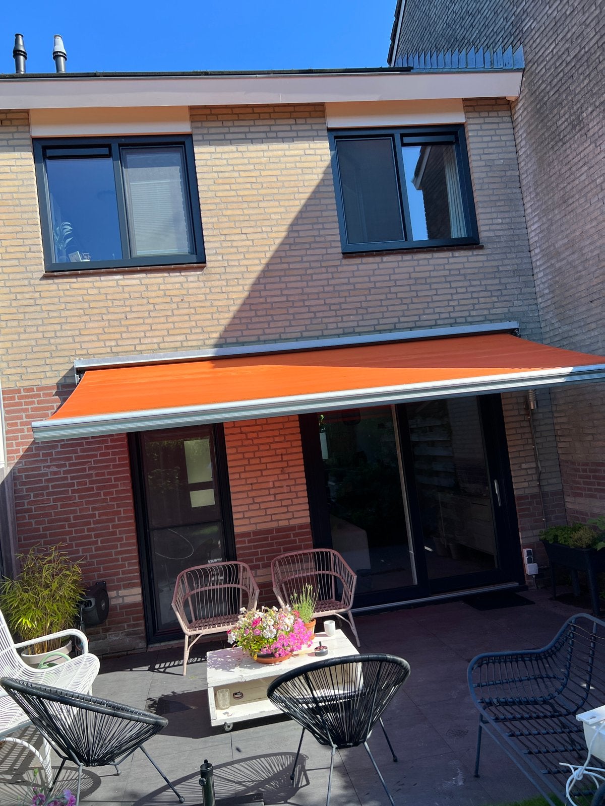 Zonnescherm knikarm, Tuin en Terras, Zonneschermen, Ophalen, Gebruikt, 150 tot 300 cm, 250 cm tot 450 cm