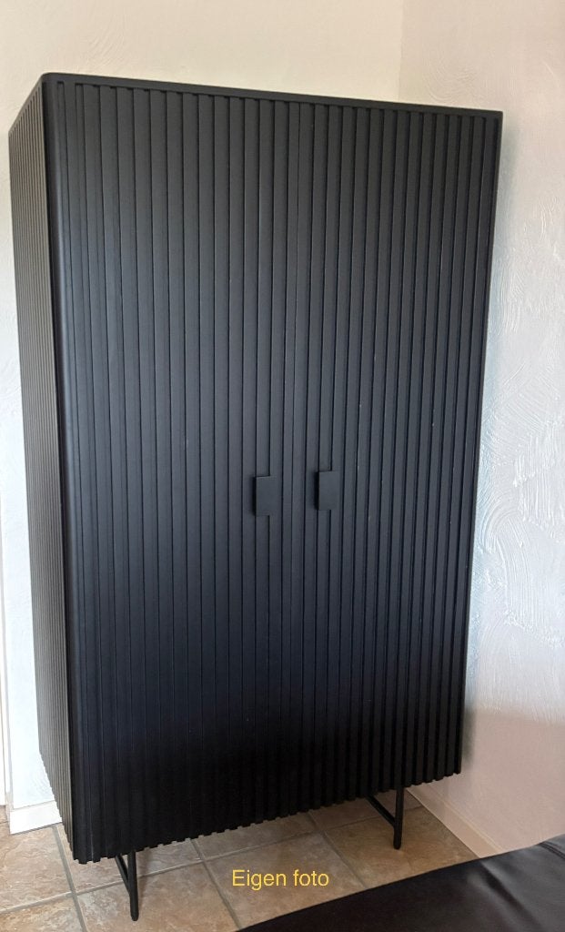 Kast Kabinet Remi, 2-drs, mat zwart, merk Eleonora, Ophalen, Nieuw, Minder dan 150 cm, 150 tot 200 cm