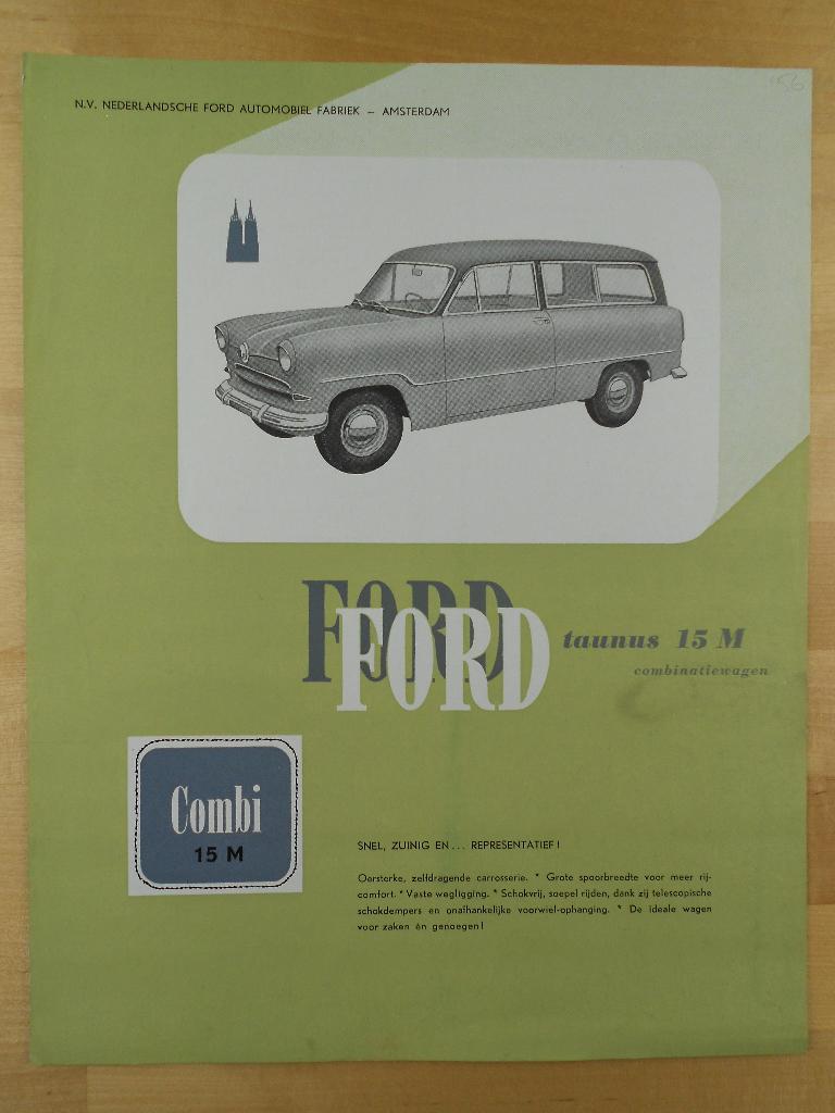 Ford Taunus 12M Combi Specificatie Brochure 1956, Boeken, Ford, Ophalen of Verzenden, Zo goed als nieuw, Ford