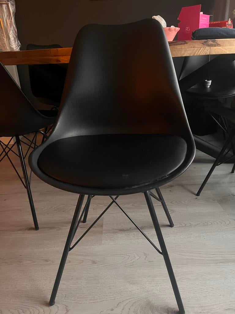 Zwarte eetkamerstoelen 6 stuks, Ophalen, Kunststof, Zwart, Zo goed als nieuw