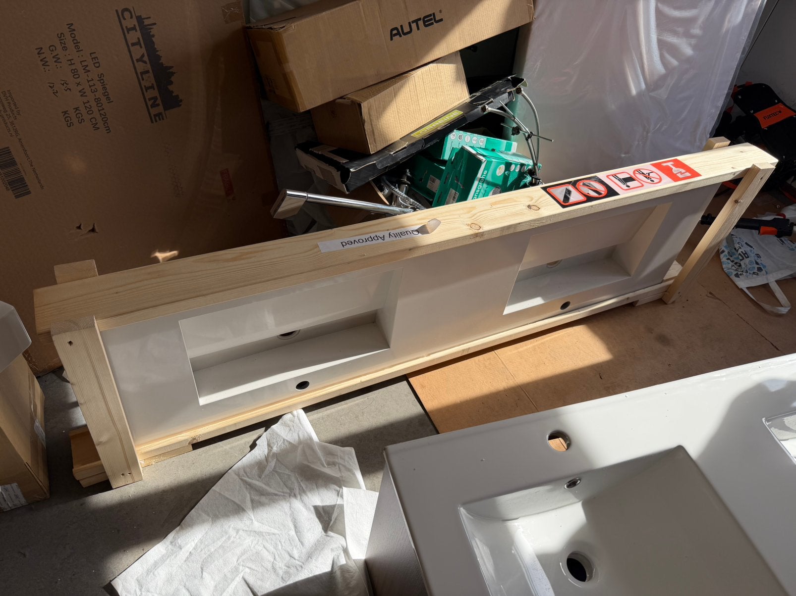 Design wastafelblad corian solide surface 175cm nieuw, Ophalen, Nieuw, Steen, Wastafel