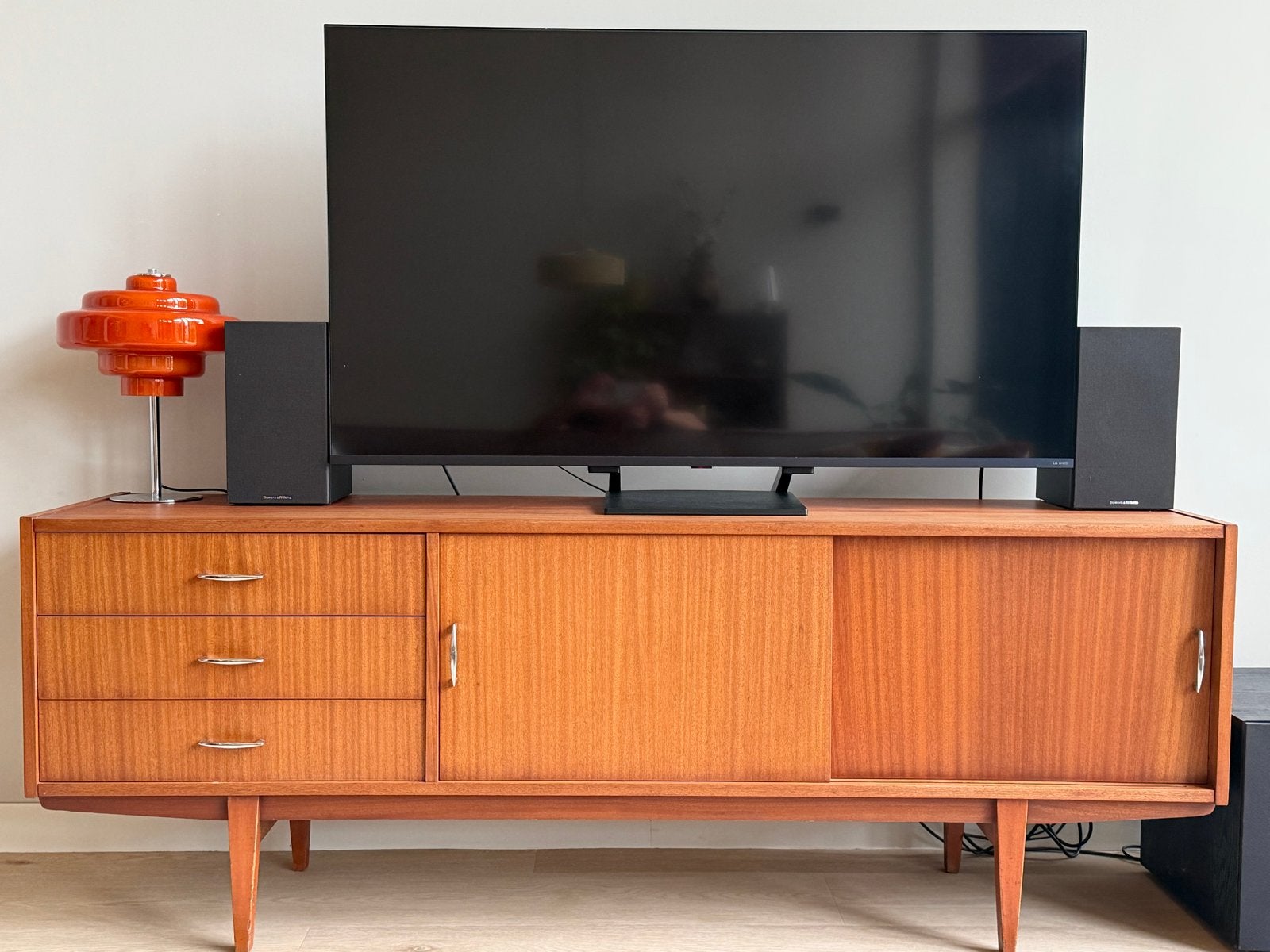 Vintage Mid-Century Teakhouten TV Meubel-Dressoir, Huis en Inrichting, Ophalen, Gebruikt, 150 tot 200 cm, Teakhout