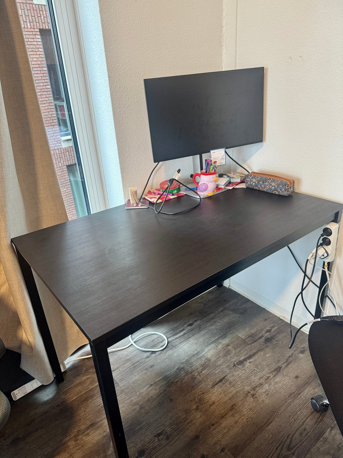 Black Modern Minimalist Table /tafel -eettafel-bureau, Ophalen, Gebruikt, Spaanplaat of MDF, Overige merken