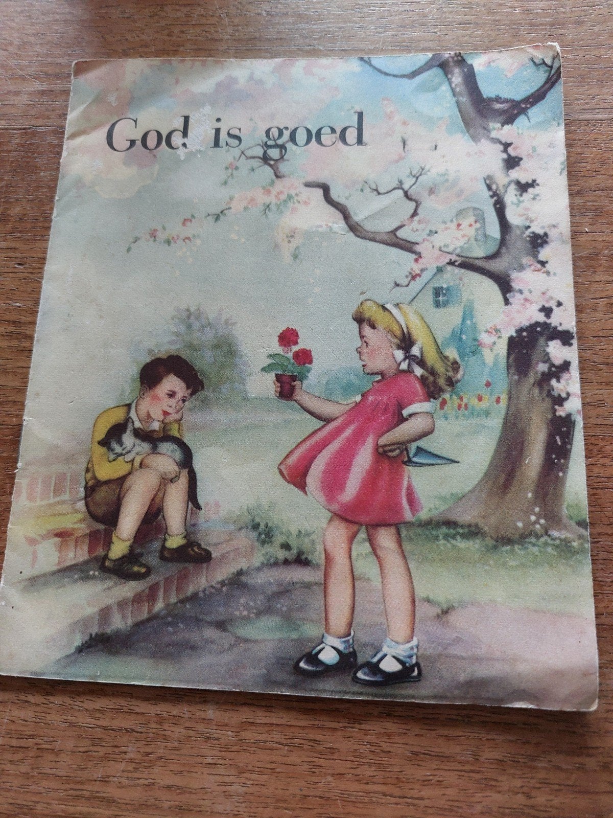 Vintage bidprentje- God is goed & Kerstverhaal, Boeken, Ophalen of Verzenden