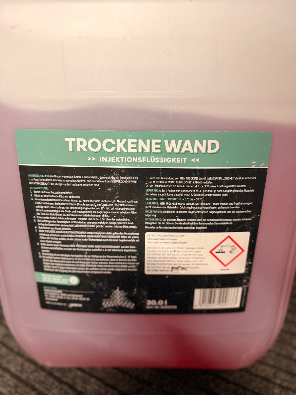 MEM Wand injectie middel voor droge muren - ca. 25 liter, Ophalen, Gebruikt