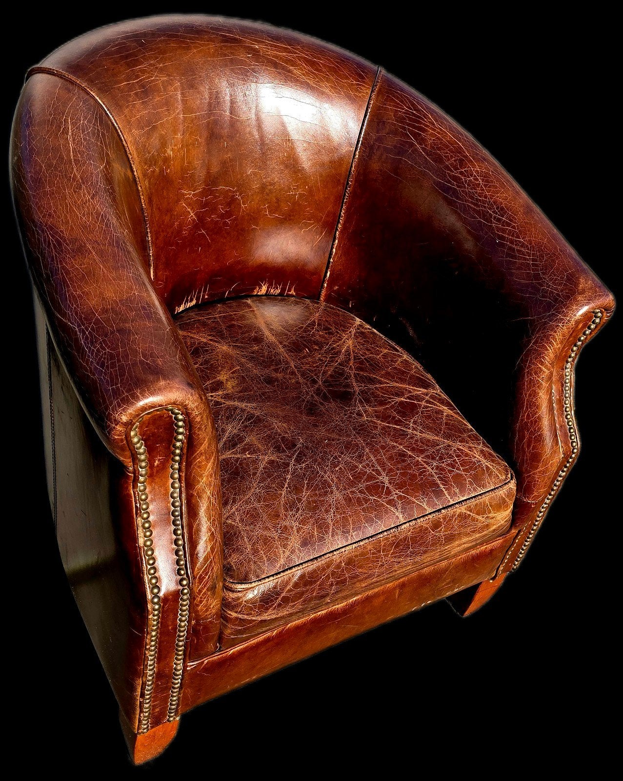 Chesterfield club fauteuil sigaar bruin leer + BEZORGING, Gebruikt, ., Chesterfield, Ophalen of Verzenden