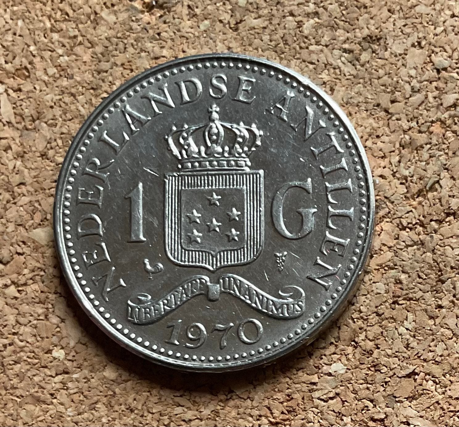 Munt - Nederlandse Antillen 1 Gulden 1970., Ophalen of Verzenden, Koningin Juliana, 1 gulden, Losse munt