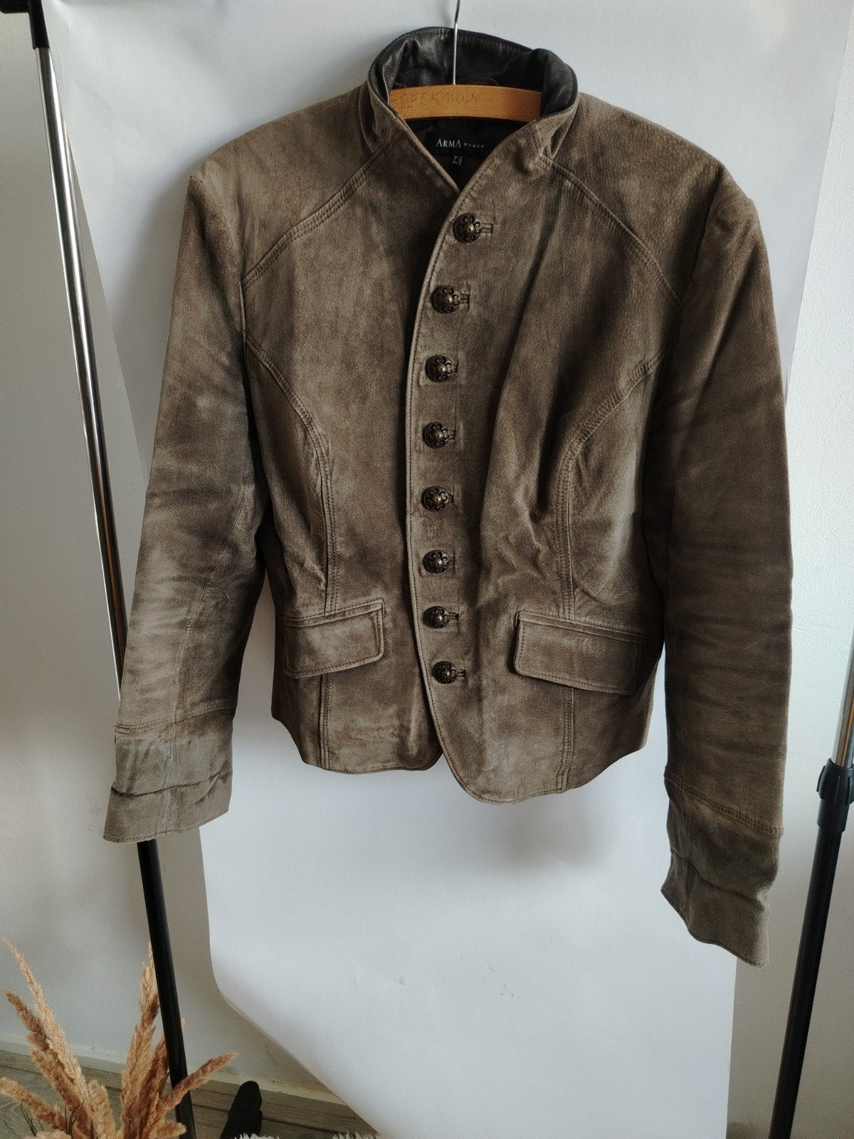 Vintage ARMA suède leren jasje maat 44, Bruin, Maat 42/44 (L), Ophalen of Verzenden, ARMA