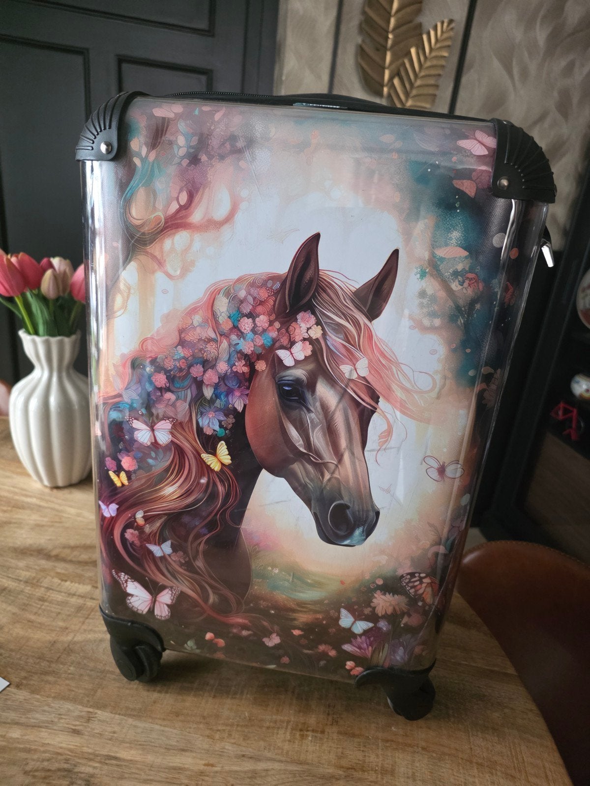 No Baring Suitcase met paardenprint - Zo goed als nieuw, Sieraden, Tassen en Uiterlijk, Ophalen, Zo goed als nieuw, Hard kunststof