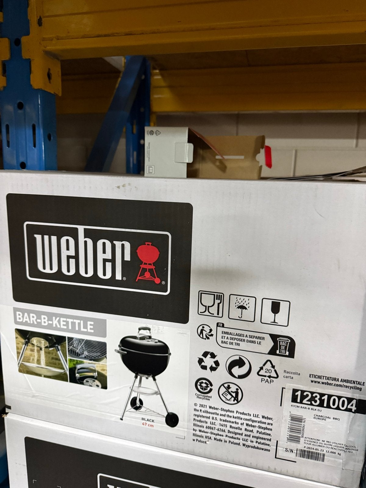 Weber Bar-B-Kettle Houtskoolbarbecue Zwart 47 cm, Ophalen, Nieuw, Weber