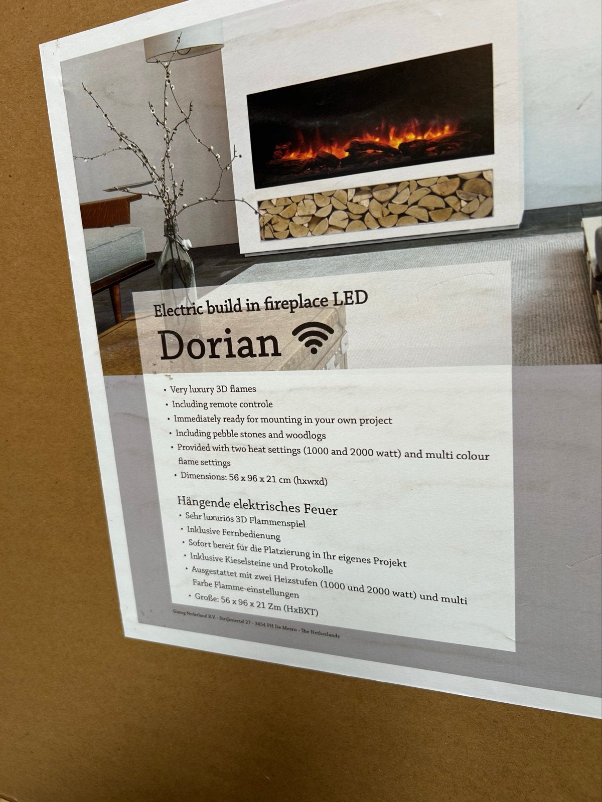 Dorian Elektrische Inbouwhaard LED - Luxe Vlammen, Huis en Inrichting, Kachels, Ophalen of Verzenden, Nieuw