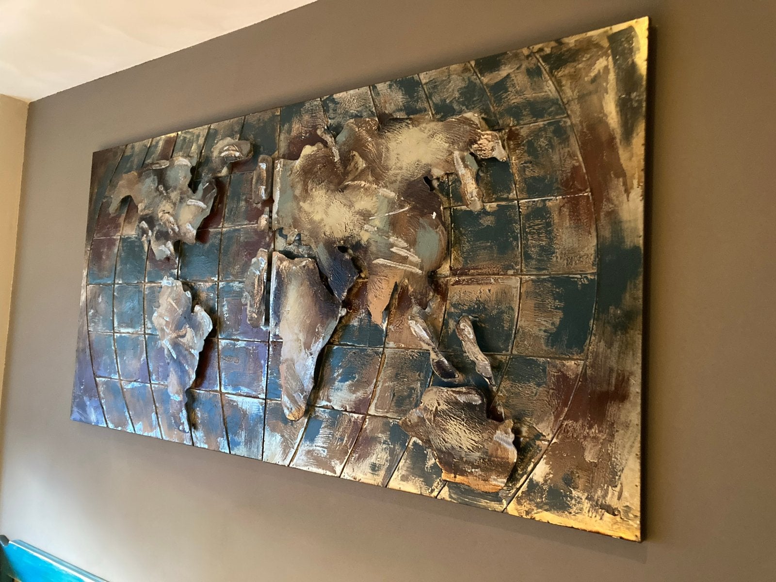 Uniek 3D Wereldkaart Wanddecoratie Metaal, Ophalen