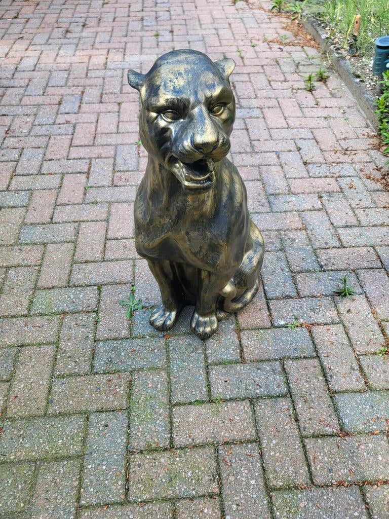 Bronzen Panter/Poema Beeld - Tuin- of Woonaccessoire, Ophalen, Vintage, Meerkleurig, Overige materialen