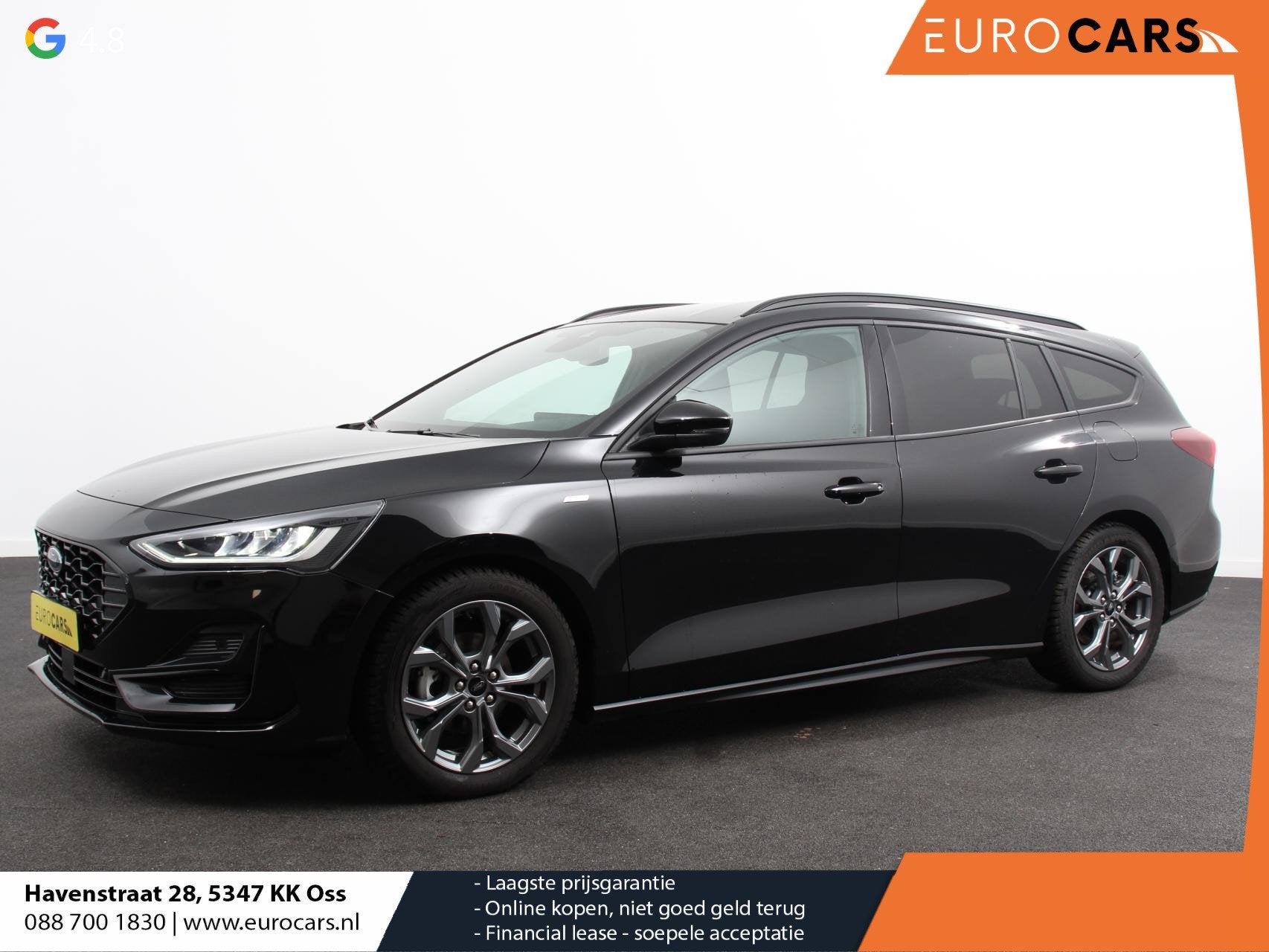 Ford Focus Wagon 1.0 EcoBoost Hybrid 155pk Automaat ST Line, Stof, 1404 kg, Zwart, 19 km/l