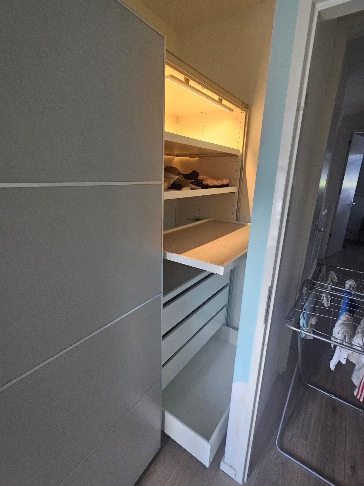 IKEA PAX kledingkast met schuifdeuren en lades, Ophalen, Gebruikt, 100 tot 150 cm, Modern