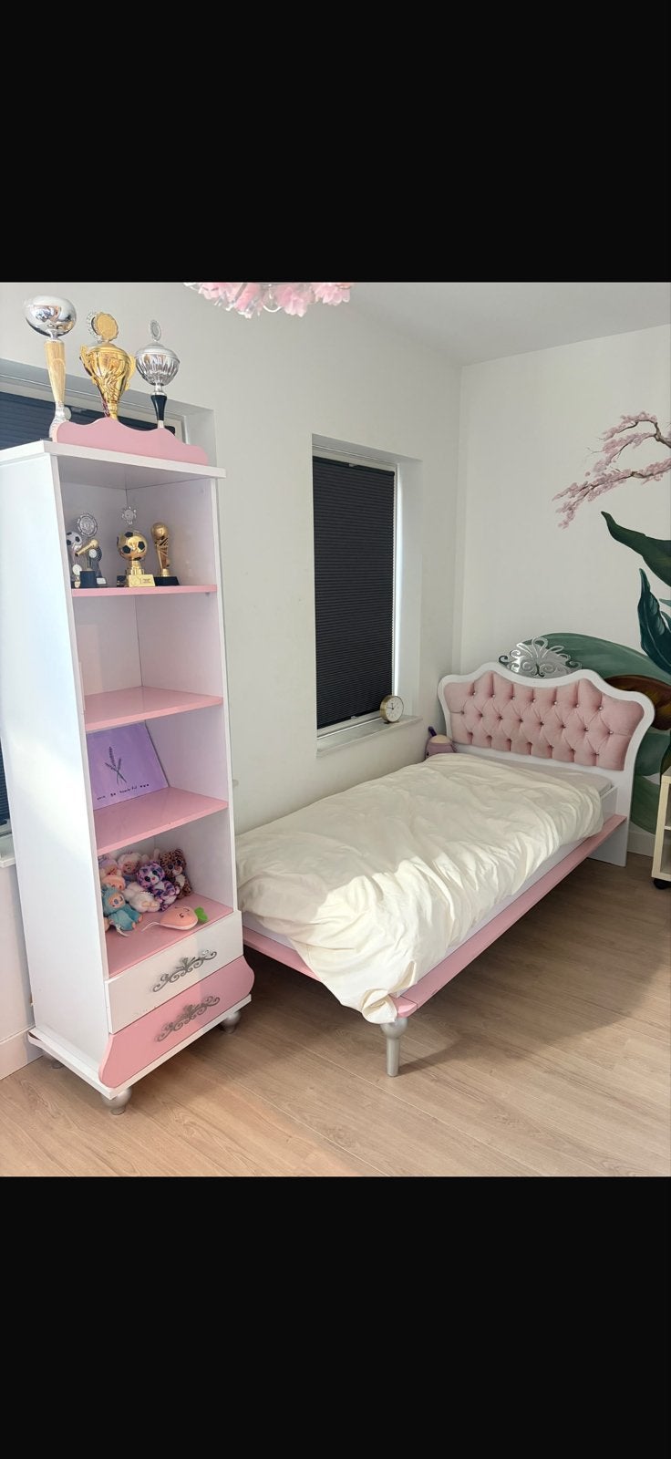 Prinsessenbed met bijpassende kast (excl. matras), Ophalen, Gebruikt, 90 cm, Eenpersoons