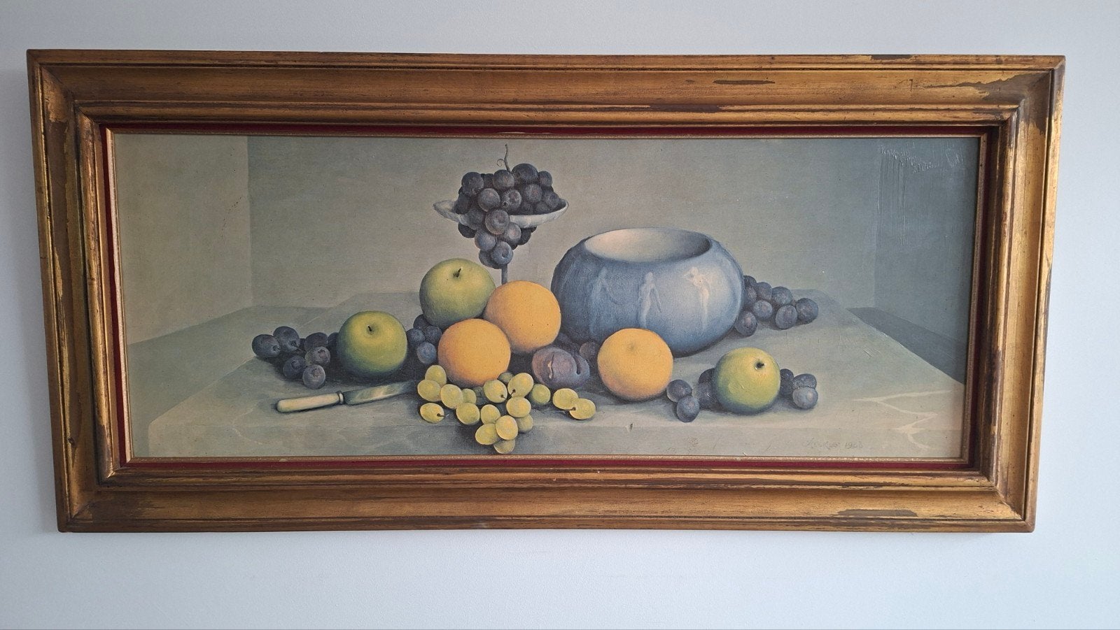 Stilleven met fruit en kom - Gesigneerd Reekie /1966, Antiek en Kunst, Ophalen of Verzenden