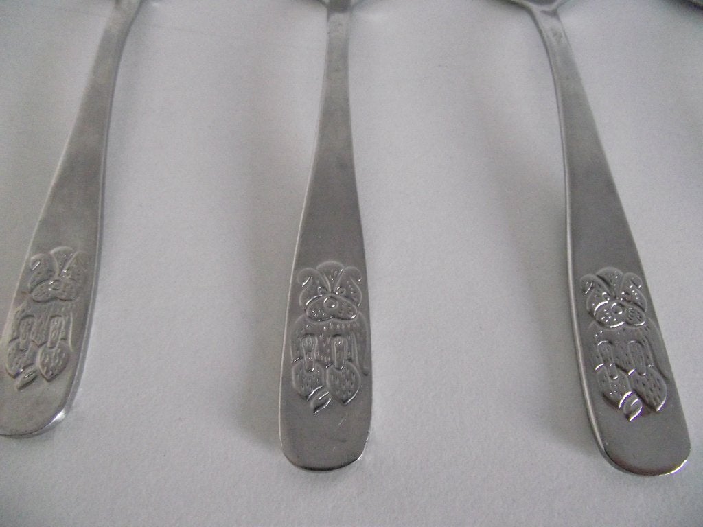 vintage RVS Amefa kinderbestek Beer 5 stuks lepel 14 cm  p s, Ophalen of Verzenden