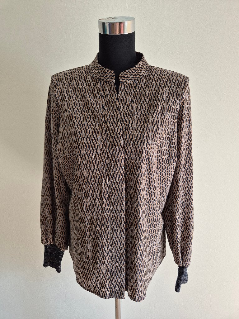 Top165 - Zwart-bruine Studio Anneloes blouse maat L (1), Kleding | Dames, Ophalen of Verzenden, Zo goed als nieuw, Maat 38/40 (M)