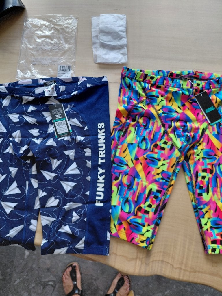 Zwembroek/wedsrijdzwembroek/ funkytrunks nieuw maat 34, Kleding | Heren, Ophalen, Maat 52/54 (L), Funky trunks, Meerkleurig
