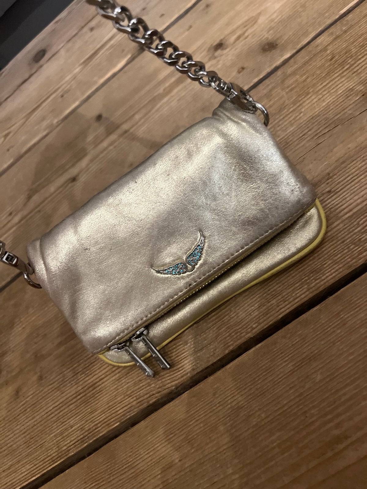 Zadig & Voltaire Rock Nano tasje goudkleurig, Sieraden, Tassen en Uiterlijk, Tassen | Damestassen, Ophalen of Verzenden, Gebruikt