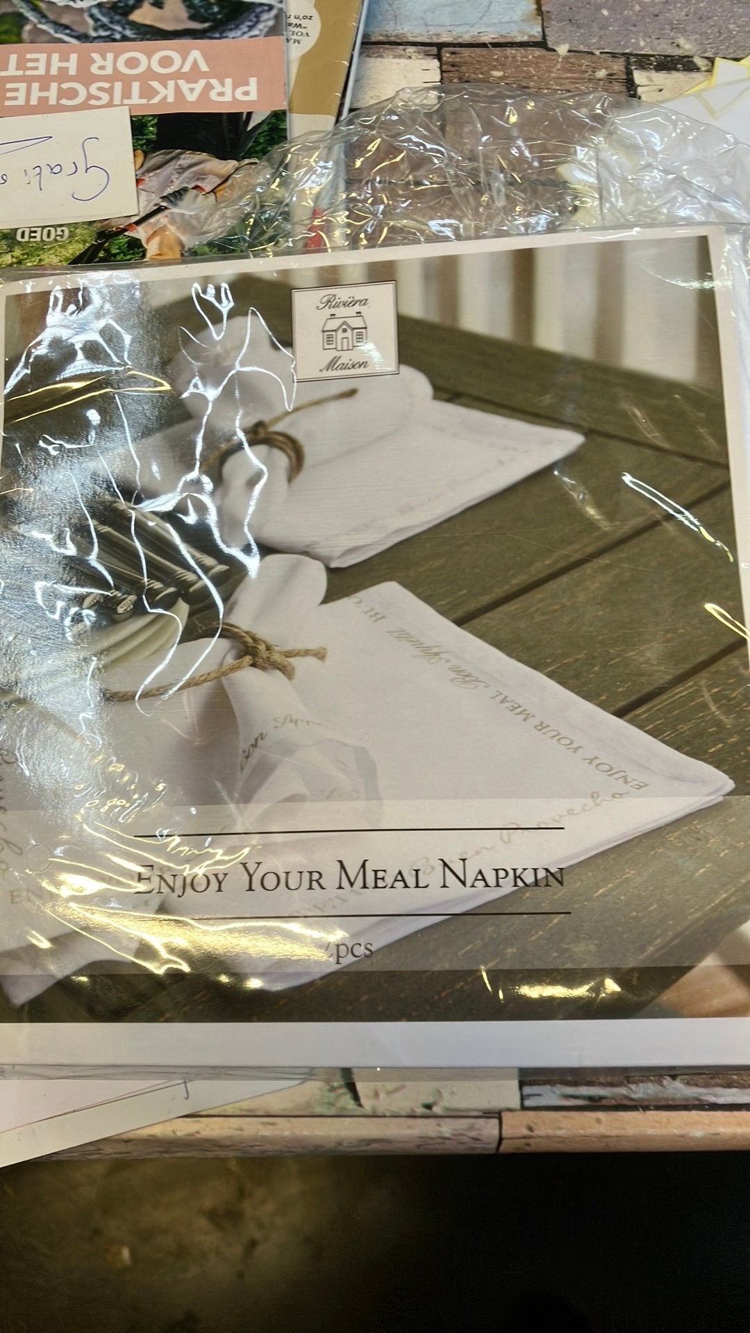 4 nieuwe stoffen servetten napkin Rivièra maison, Katoen, Wit, Nieuw, Ophalen of Verzenden