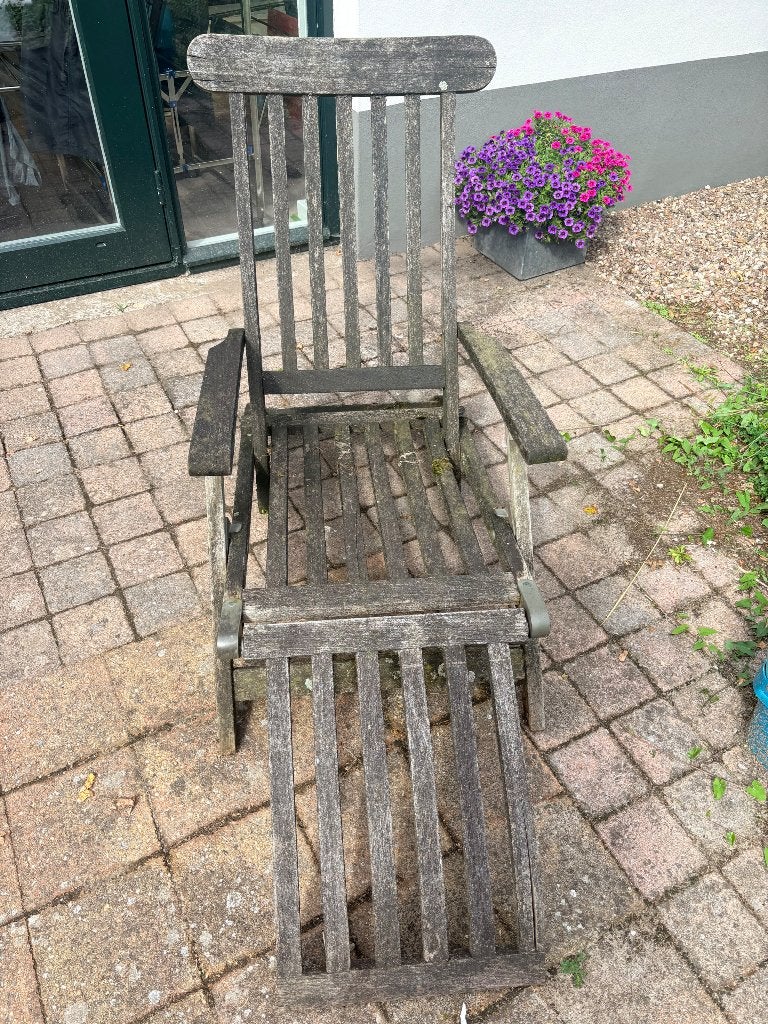 Hardhouten tuinstoel, Ophalen, Gebruikt, Hout, Verstelbaar