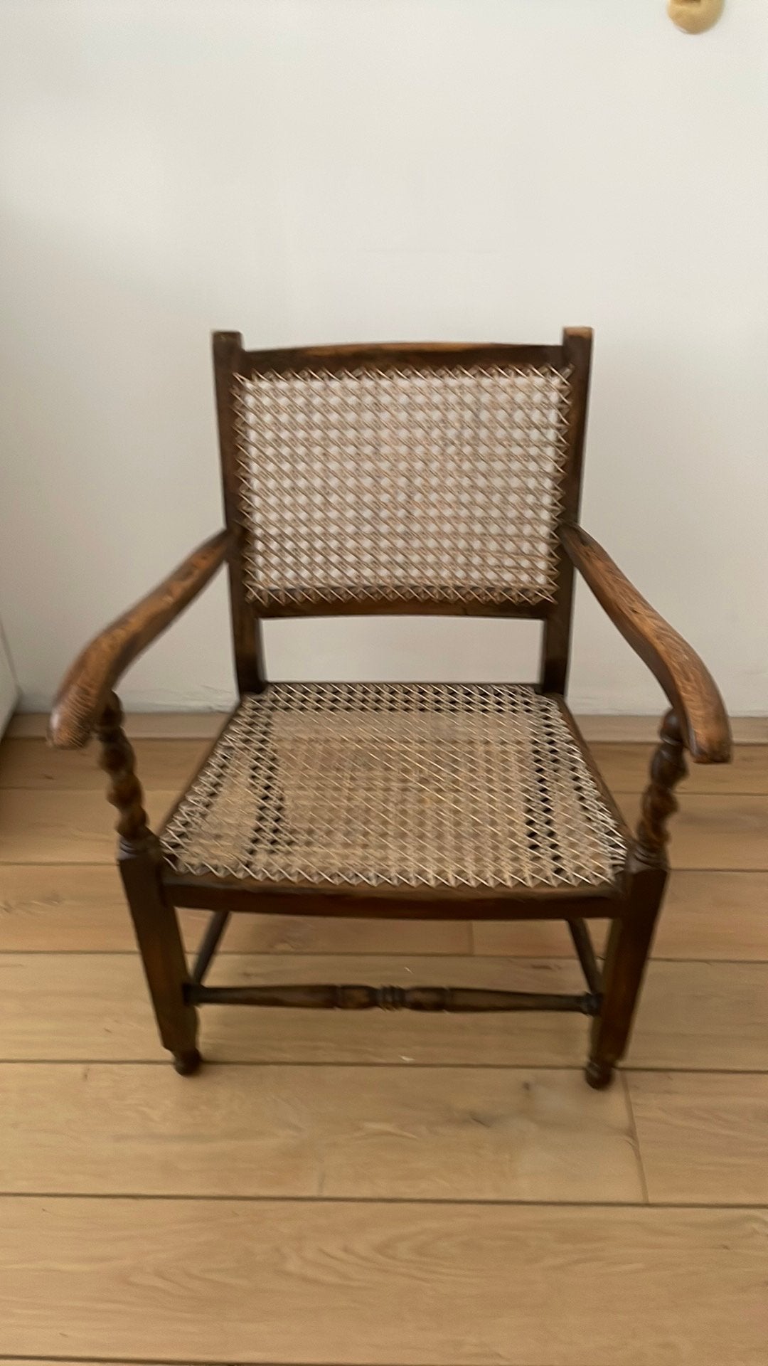 Bergère / Kloosterstoel Hout/ Webbing, Ophalen, Gebruikt, Bruin, Hout