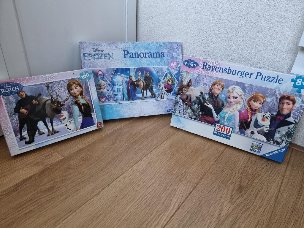 Drie complete frozen puzzels, Ophalen of Verzenden, Meer dan 50 stukjes, Zo goed als nieuw, 6 jaar of ouder