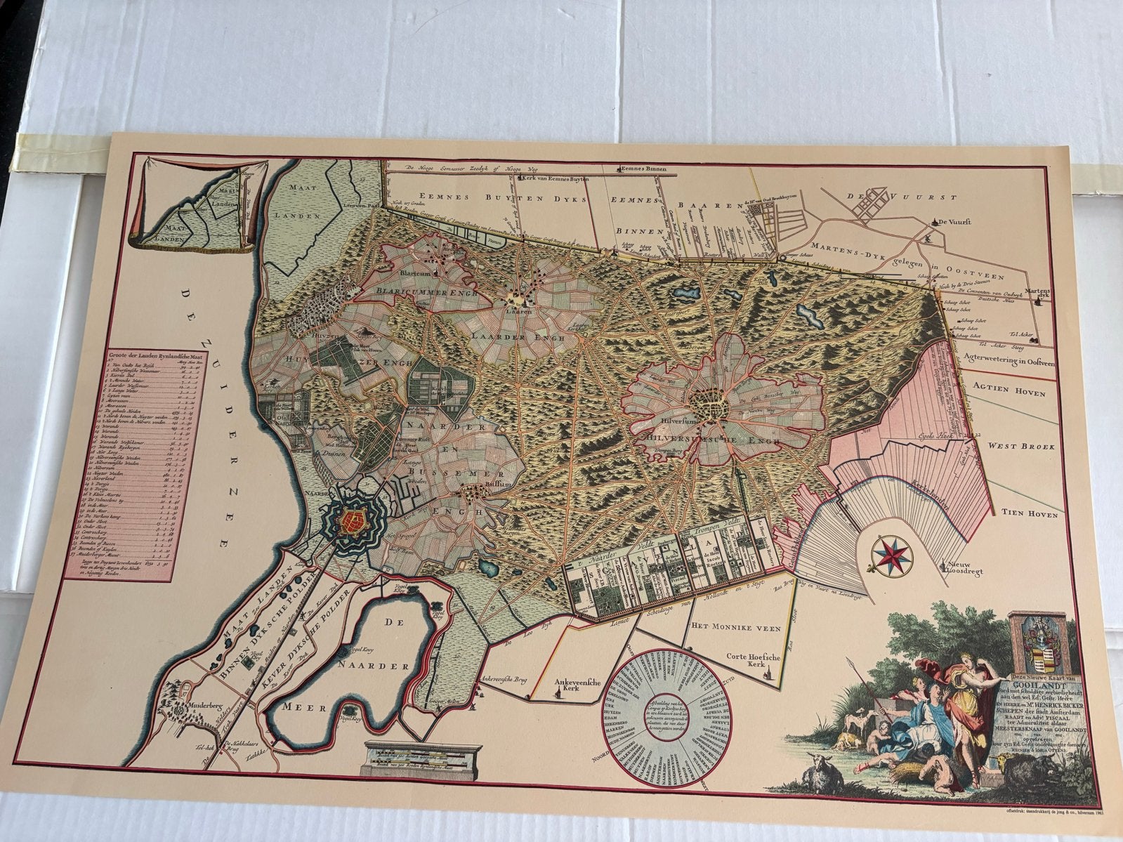 Antieke Kaart van Gooiland en omgeving, Ophalen of Verzenden, 1800 tot 2000, Nederland, Landkaart