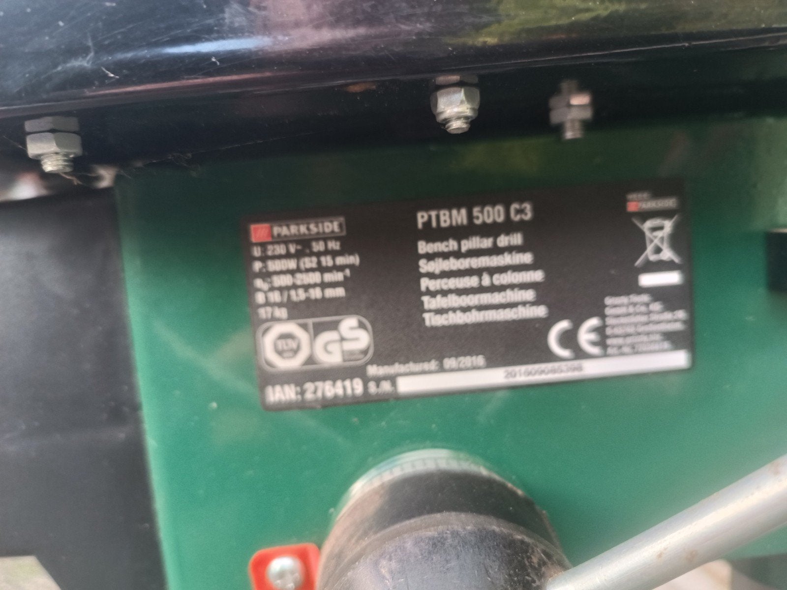 Parkside Kolomboormachine PTBM 500 C3 - Gebruikt, Ophalen, Gebruikt, 400 tot 600 watt, Kolomboormachine