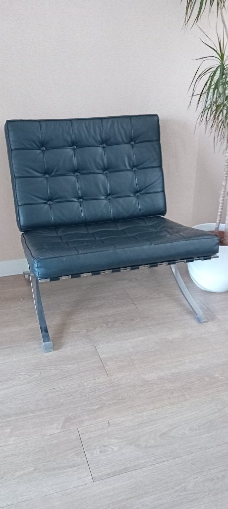 Fijne Barcelona stoel zwart, Huis en Inrichting, Stoelen, Ophalen, Gebruikt, Zwart, Leer