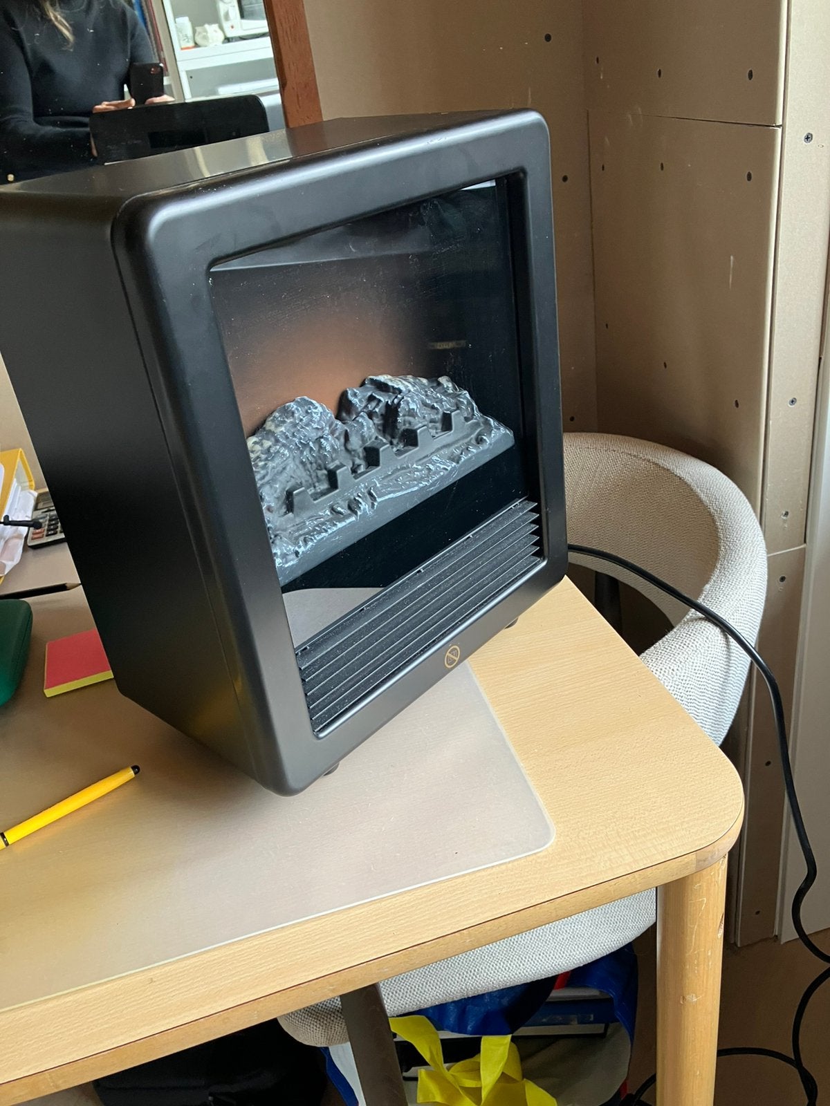 Electrische sfeerhaard zwart breed 31 cm hoog 37 cm, Ophalen, Gebruikt, Vrijstaande haard, Elektrische haard