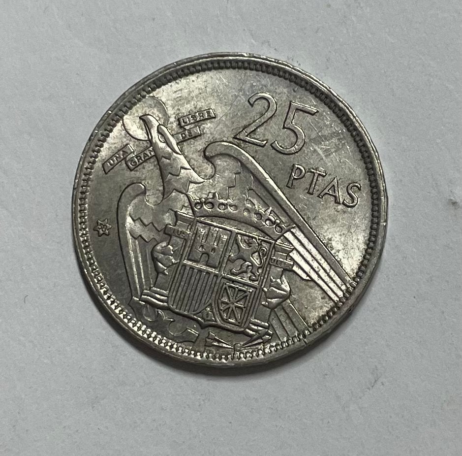 25 pesetas Spanje 1957, Ophalen of Verzenden, Overige landen